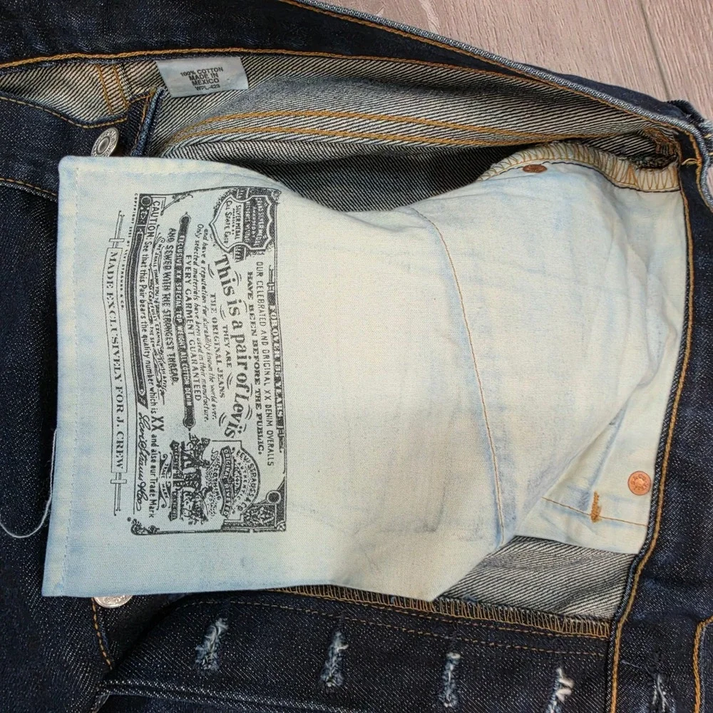 Levis 501 J. Crew Mens Dark Wash Straight Leg Button Fly Jeans 36x32 Indigo